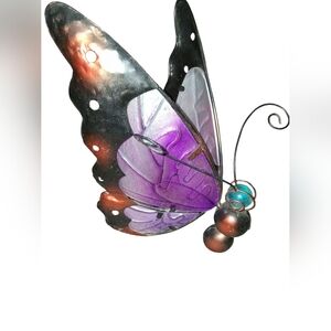 Purple and Black Metal And Lucite Butterfly Candle Holder